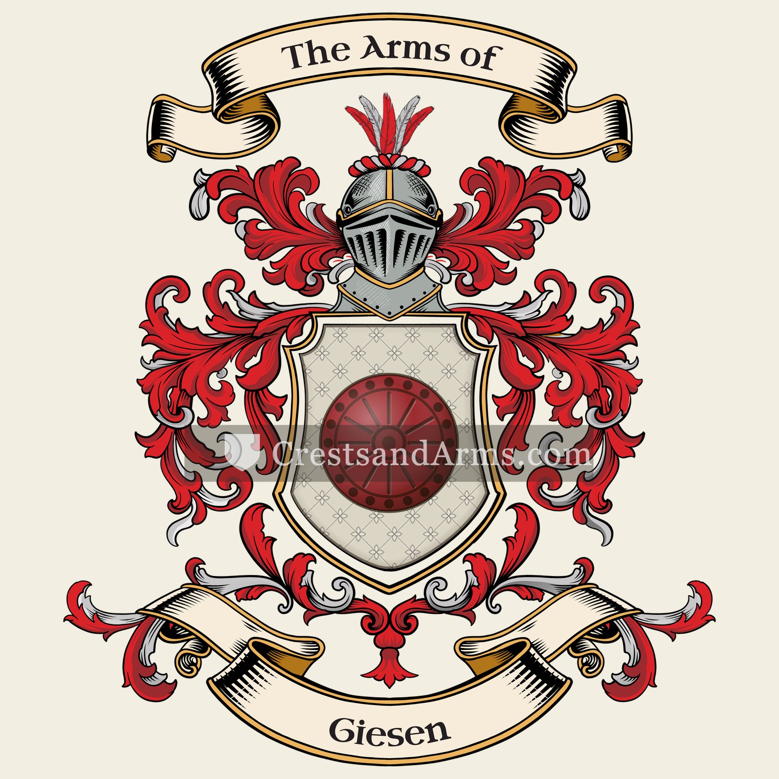 The Giesen coat of arms, drawn from the recorded blazon