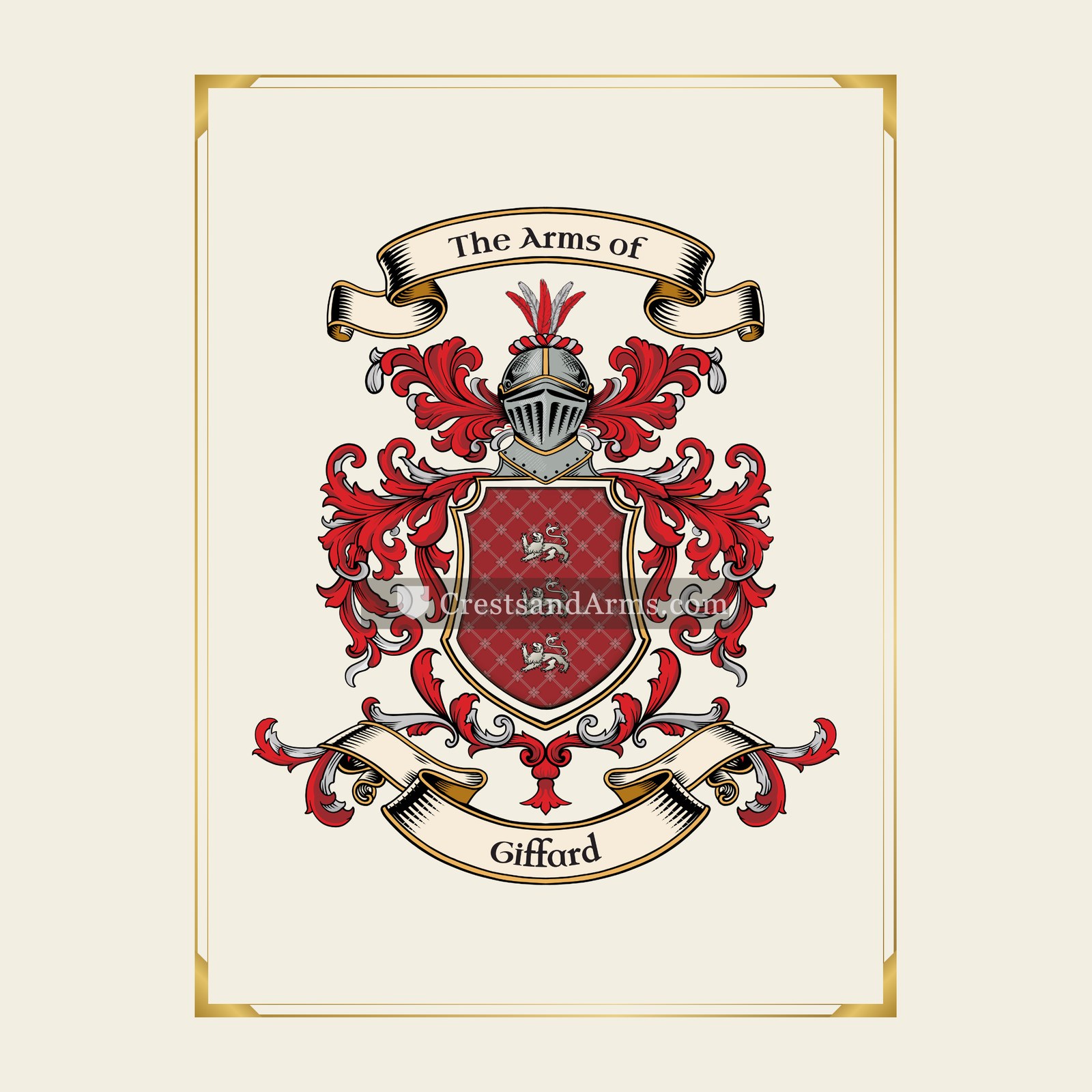 With gold border
