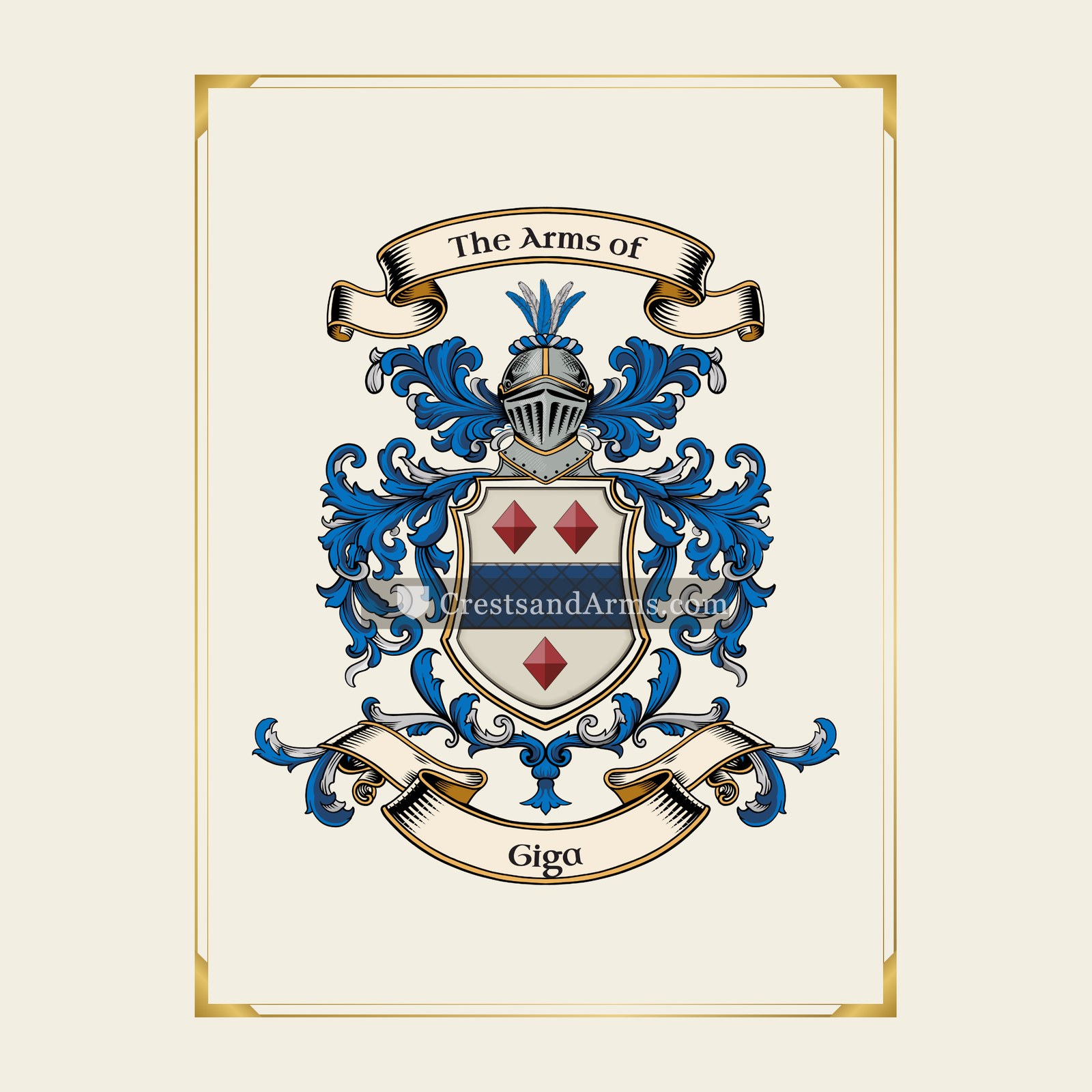 With gold border