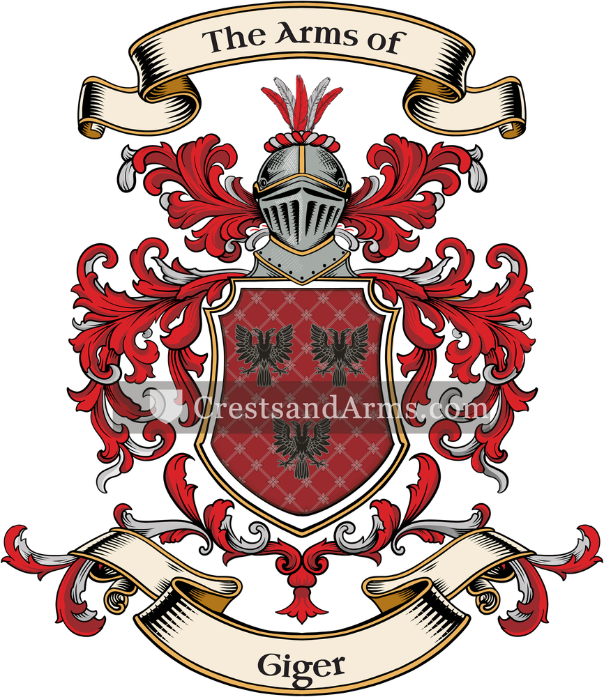The Giger coat of arms, drawn from the recorded blazon