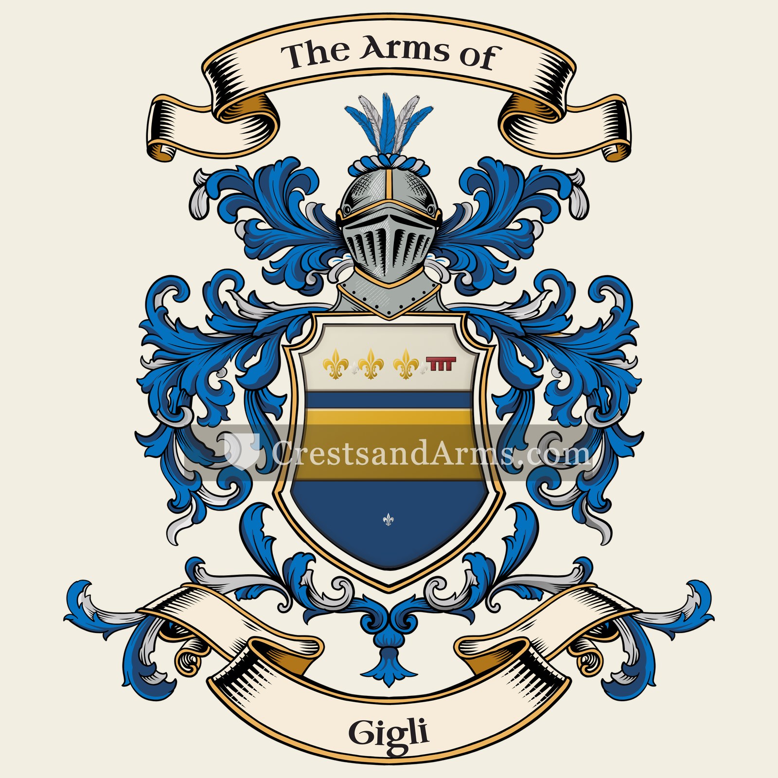 The Gigli coat of arms, drawn from the recorded blazon