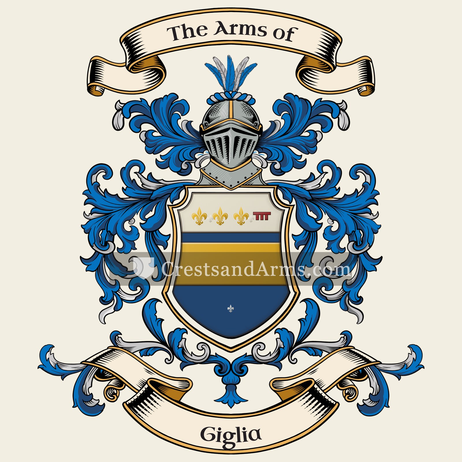 The Giglia coat of arms, drawn from the recorded blazon