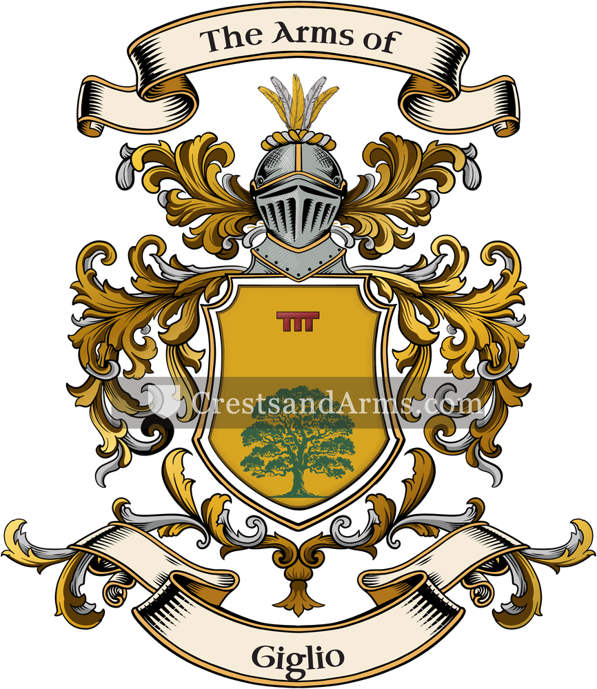 The Giglio coat of arms, drawn from the recorded blazon
