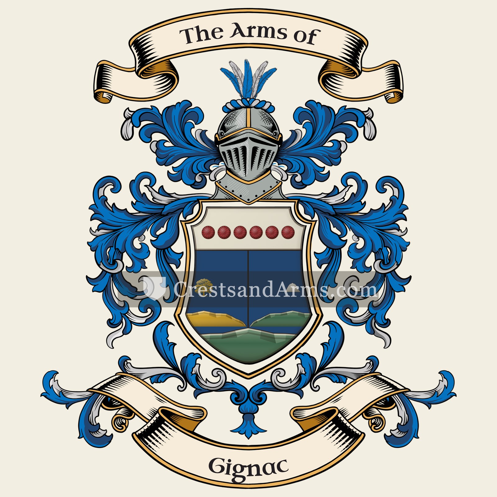 The Gignac coat of arms, drawn from the recorded blazon