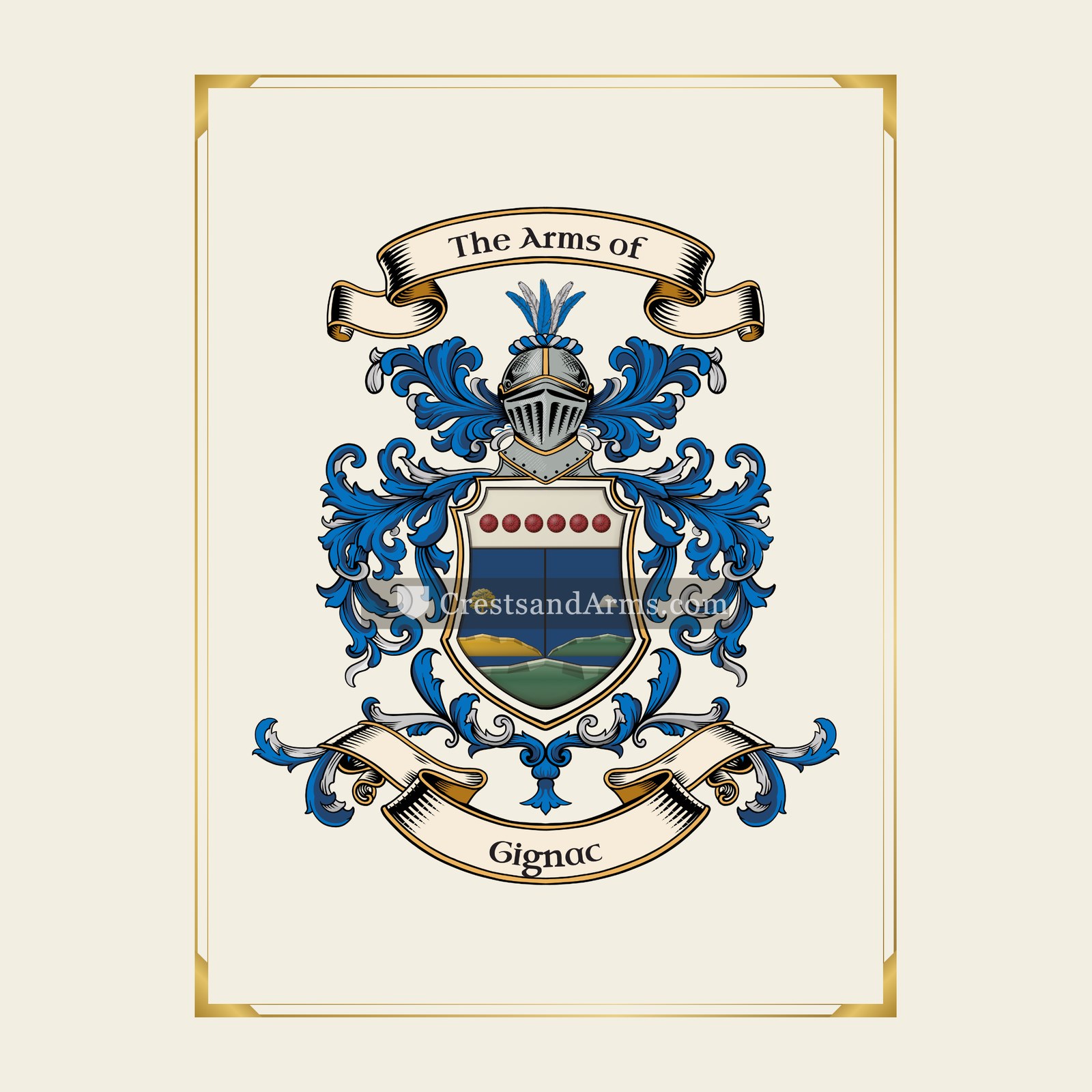 With gold border