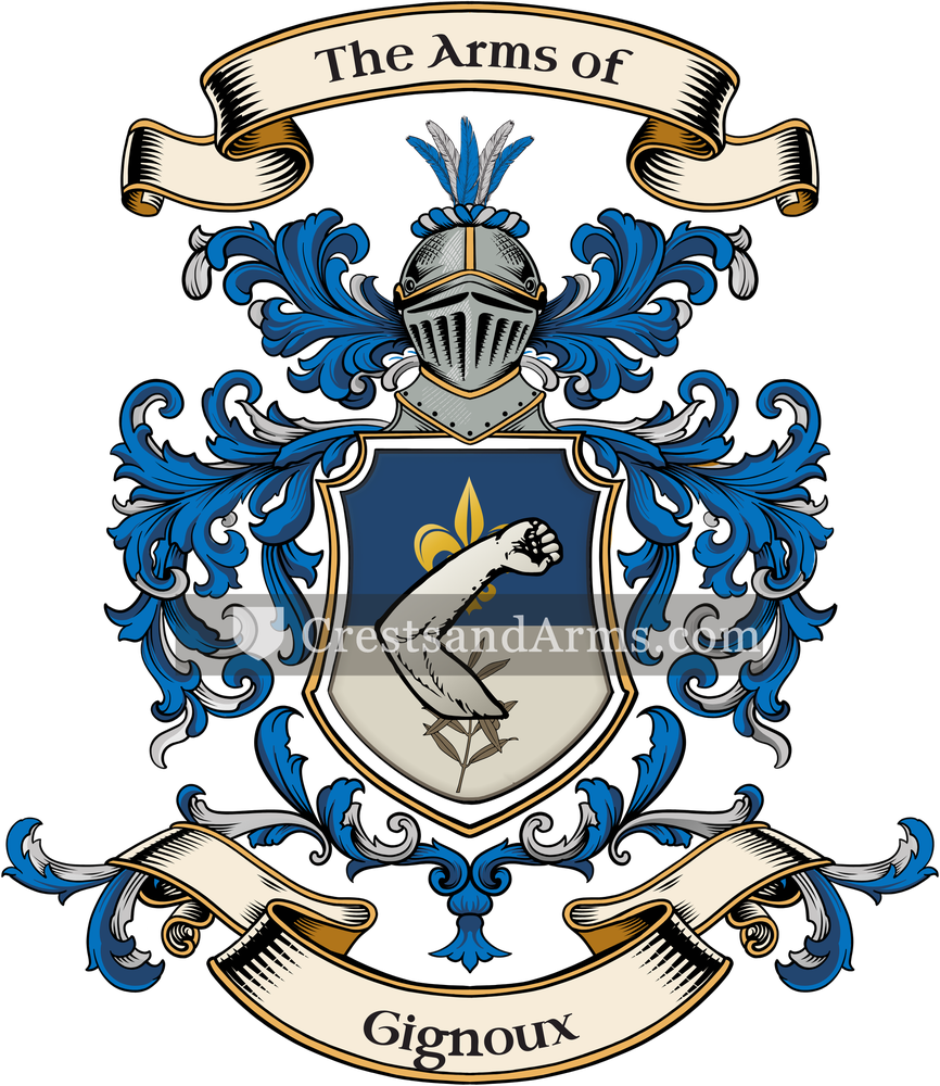 The Gignoux coat of arms, drawn from the recorded blazon