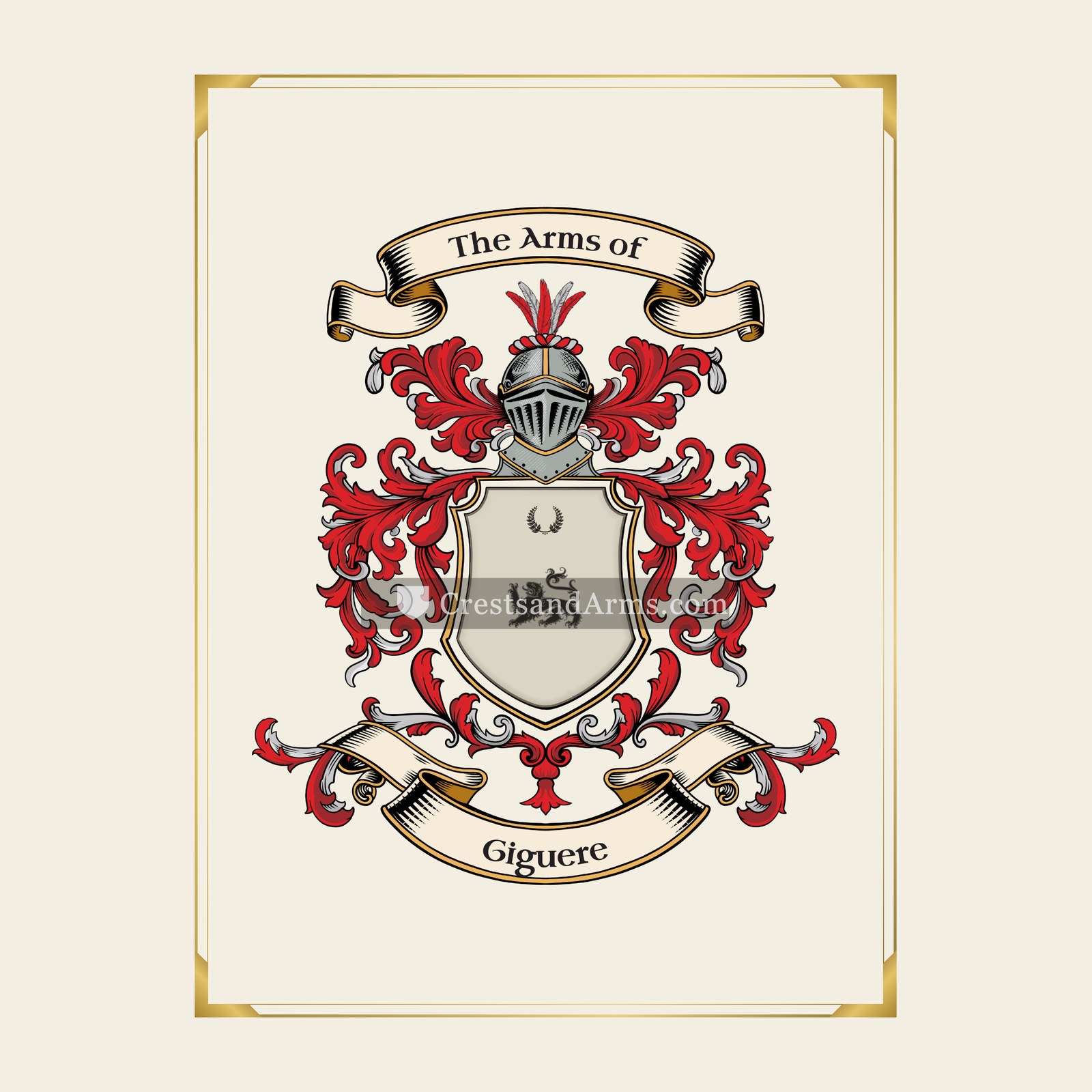 With gold border