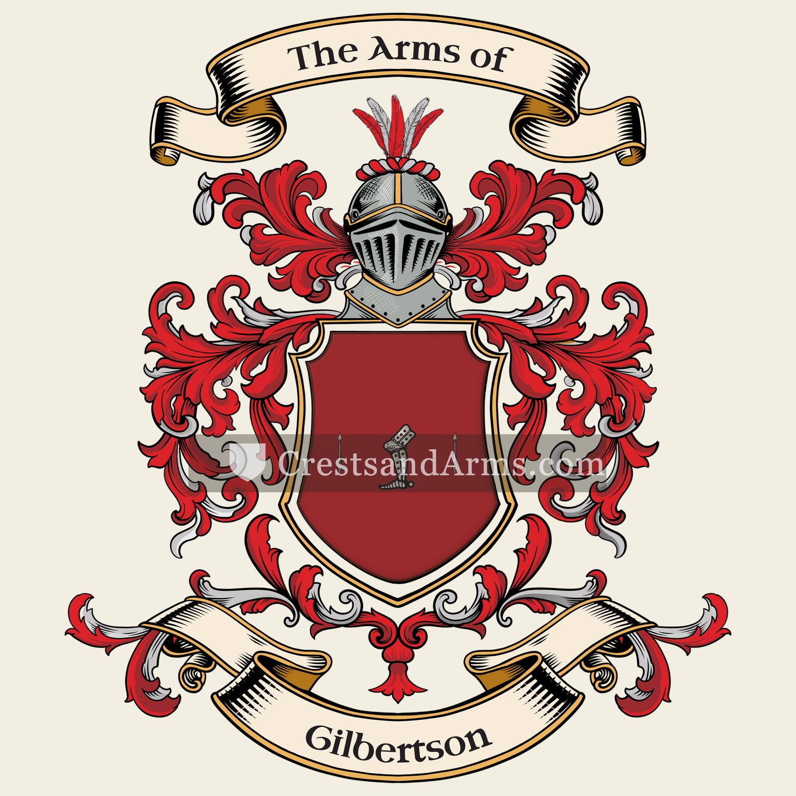The Gilbertson coat of arms, drawn from the recorded blazon