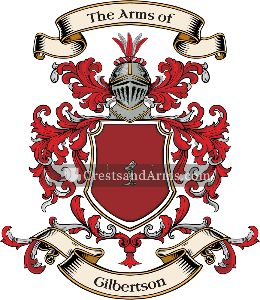The Gilbertson coat of arms, drawn from the recorded blazon