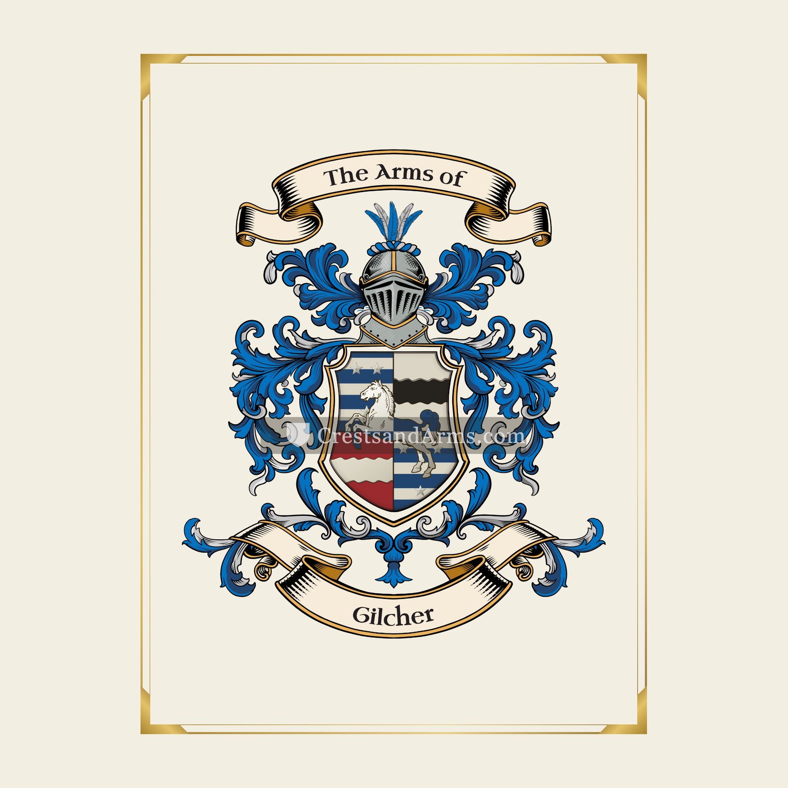 With gold border