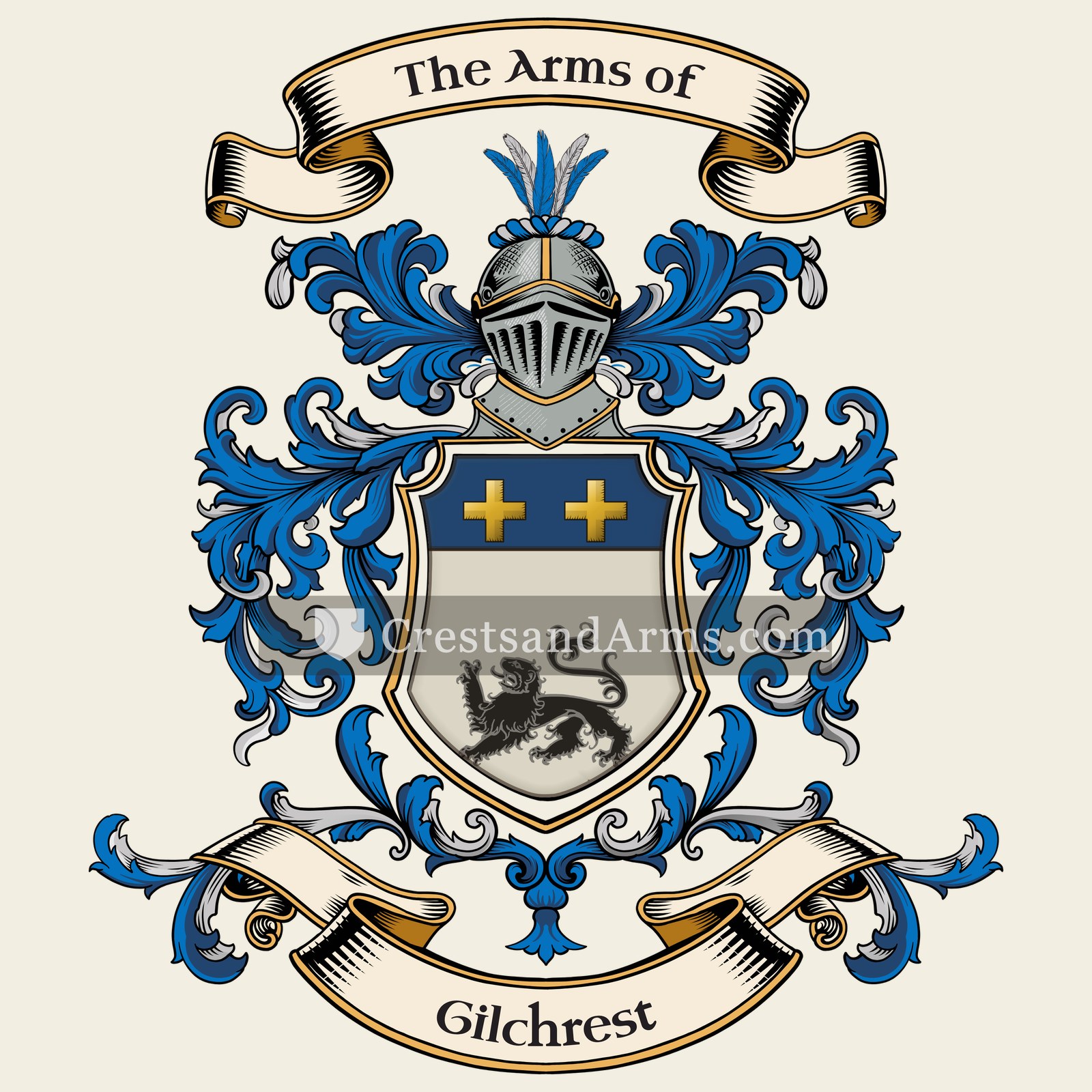 The Gilchrest coat of arms, drawn from the recorded blazon