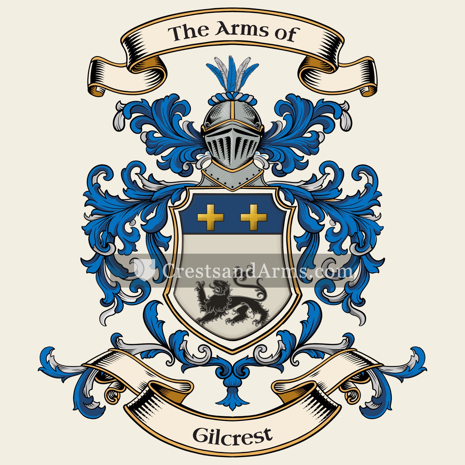 The Gilcrest coat of arms, drawn from the recorded blazon
