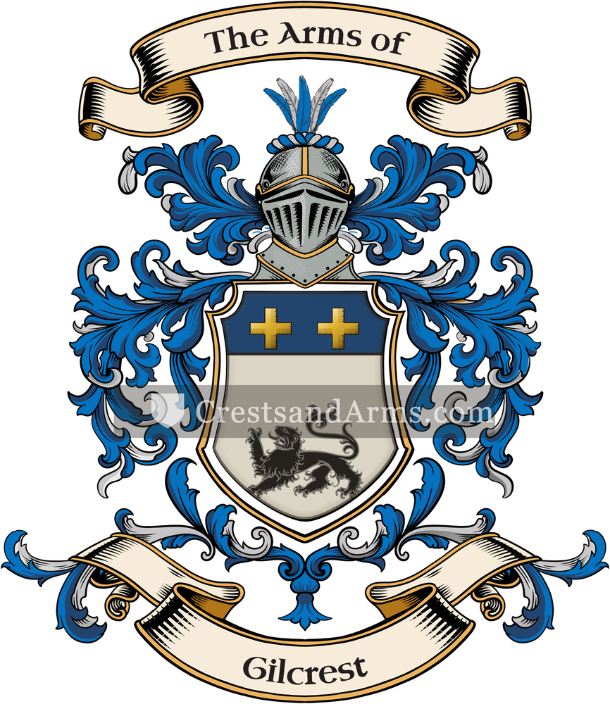 The Gilcrest coat of arms, drawn from the recorded blazon