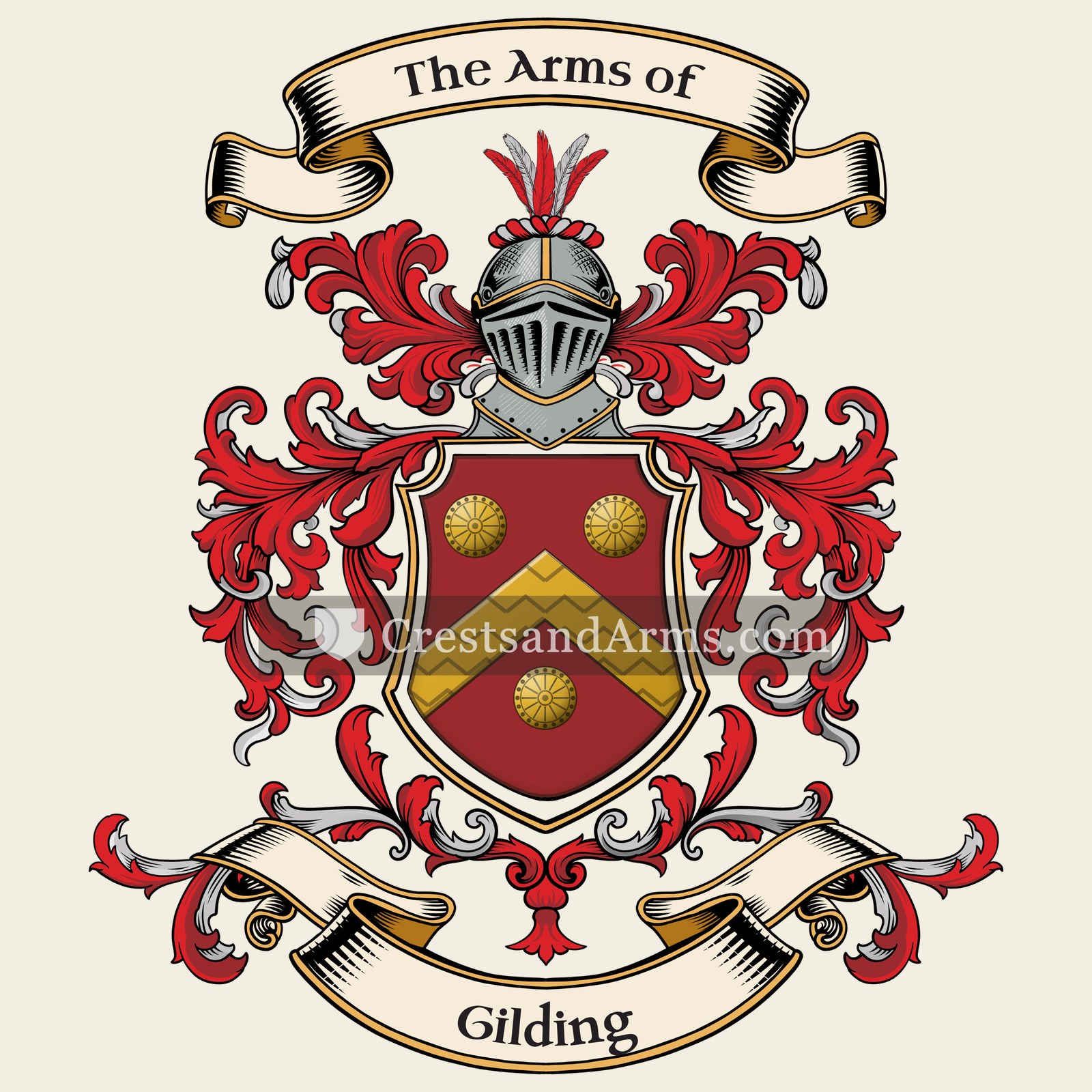 The Gilding coat of arms, drawn from the recorded blazon
