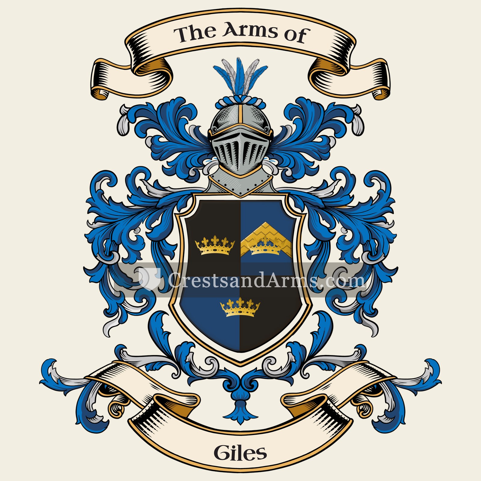 The Giles coat of arms, drawn from the recorded blazon