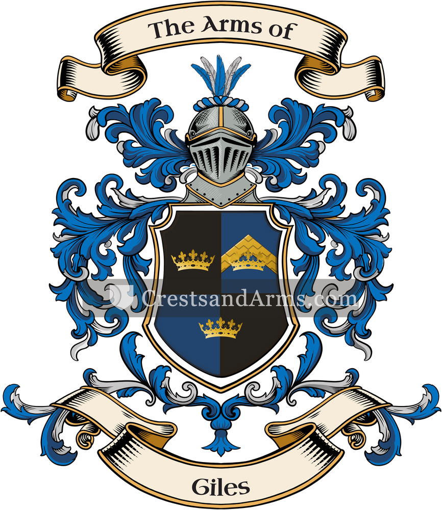 The Giles coat of arms, drawn from the recorded blazon