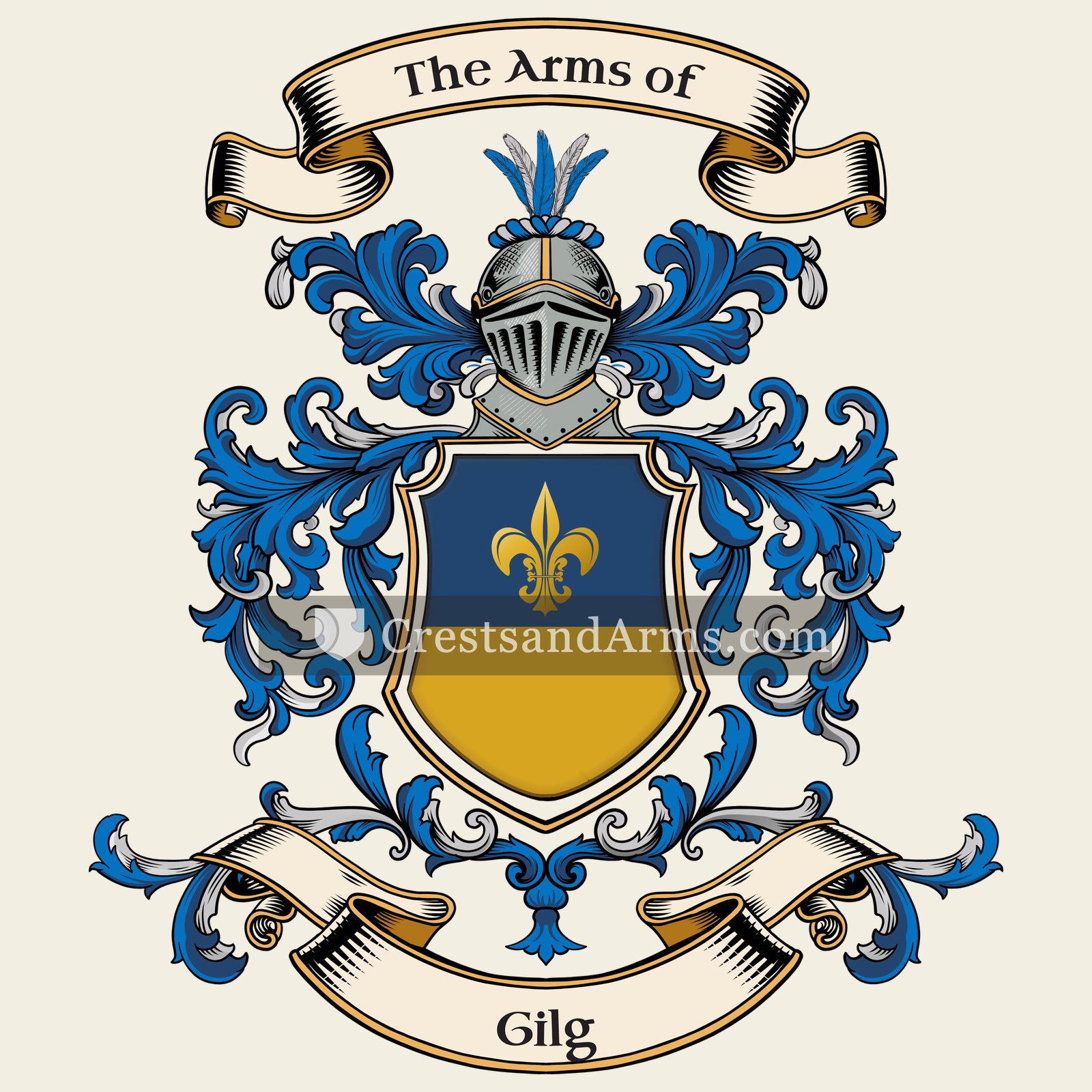 The Gilg coat of arms, drawn from the recorded blazon