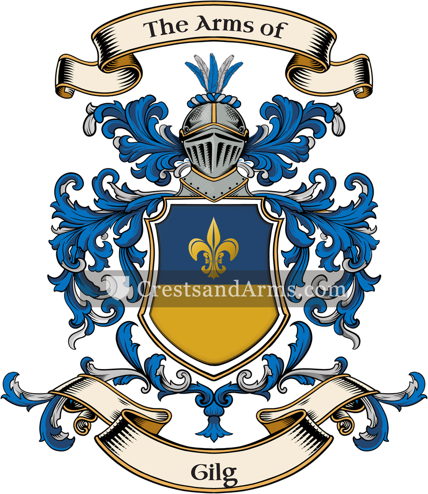 The Gilg coat of arms, drawn from the recorded blazon