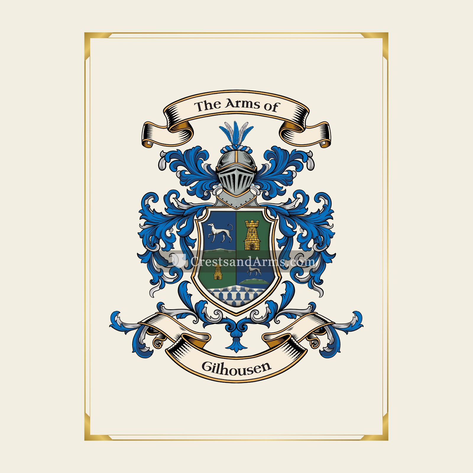 With gold border
