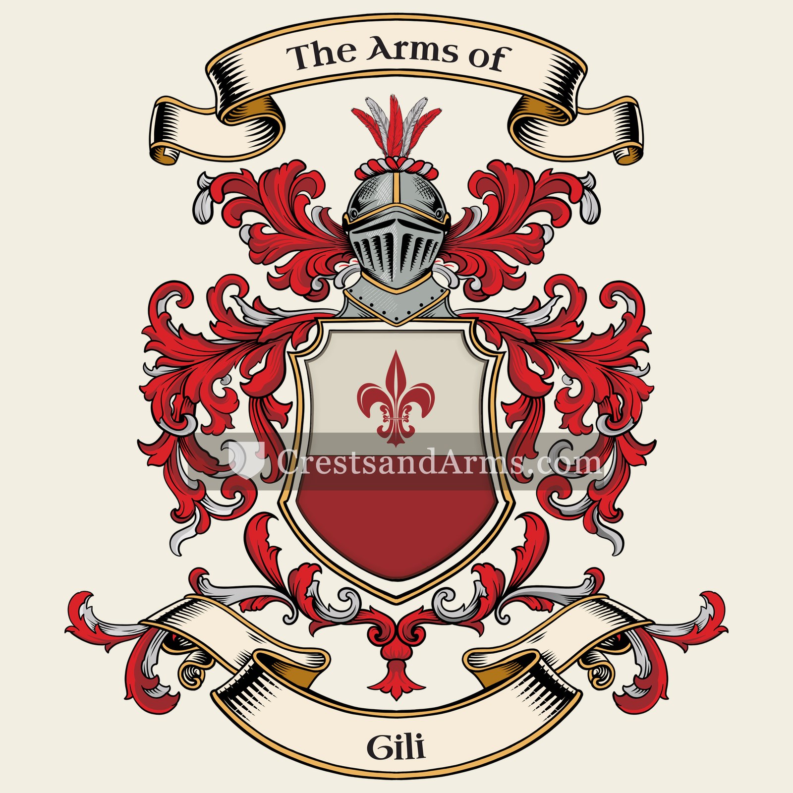 The Gili coat of arms, drawn from the recorded blazon
