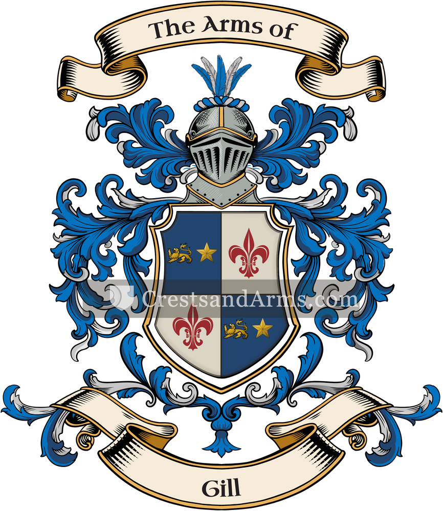 The Gill coat of arms, drawn from the recorded blazon