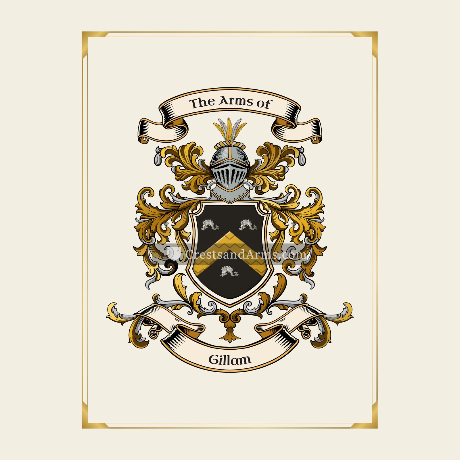 With gold border