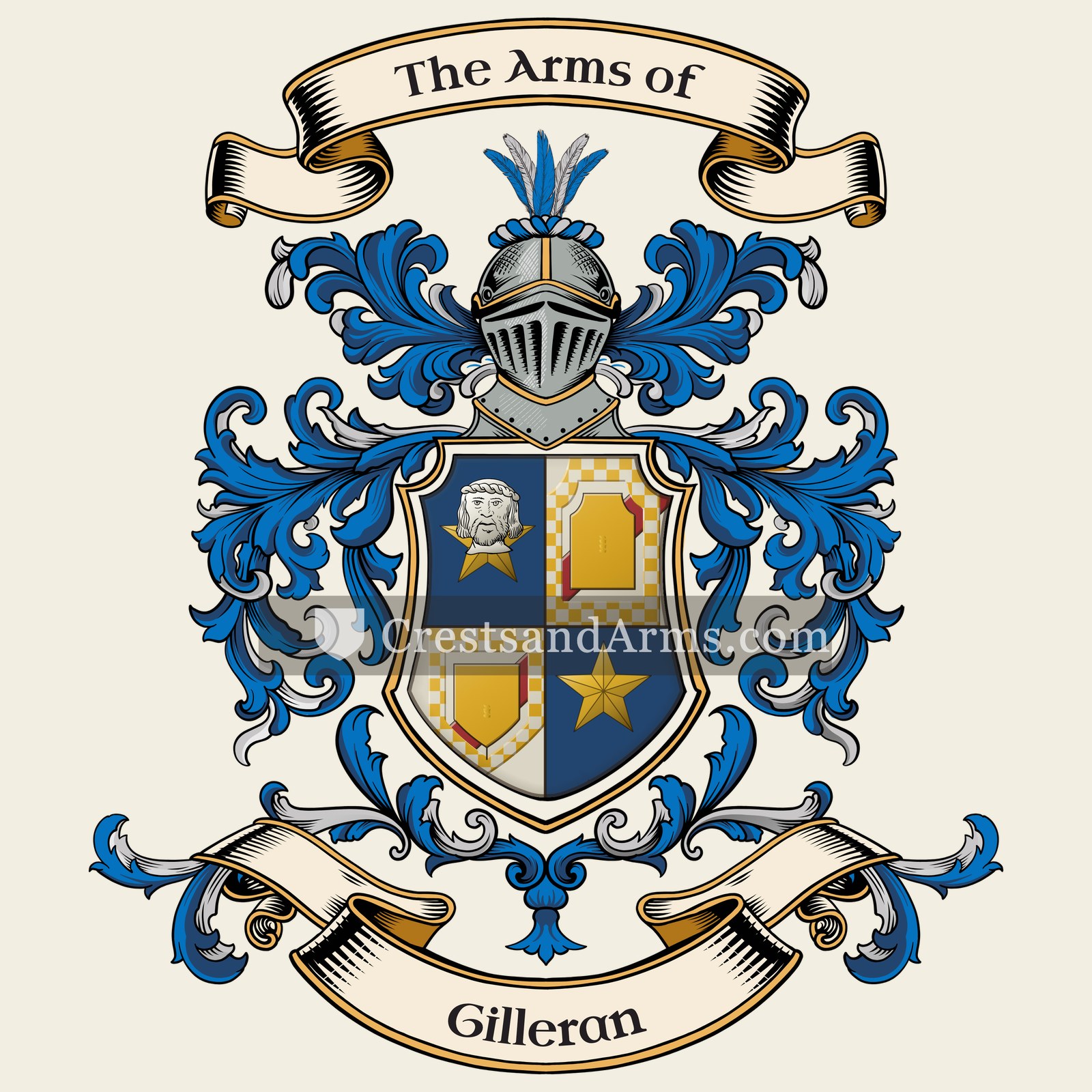 The Gilleran coat of arms, drawn from the recorded blazon