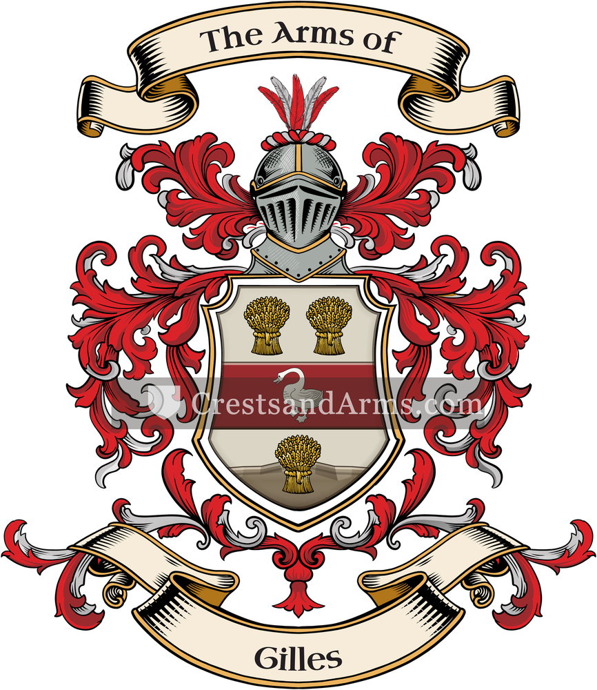 The Gilles coat of arms, drawn from the recorded blazon