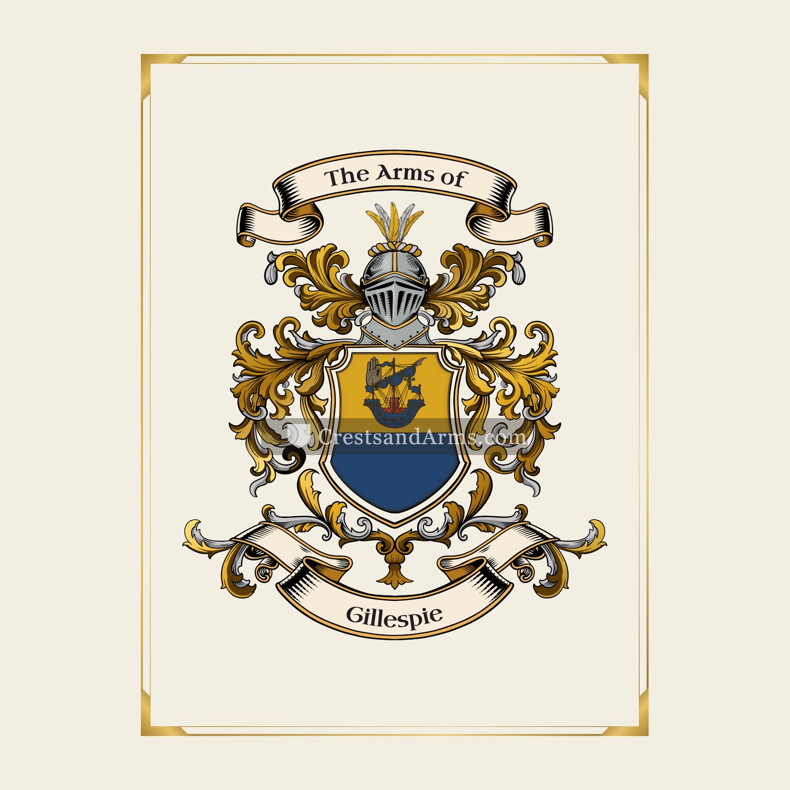 With gold border