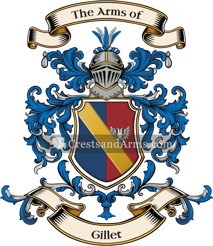 The Gillet coat of arms, drawn from the recorded blazon