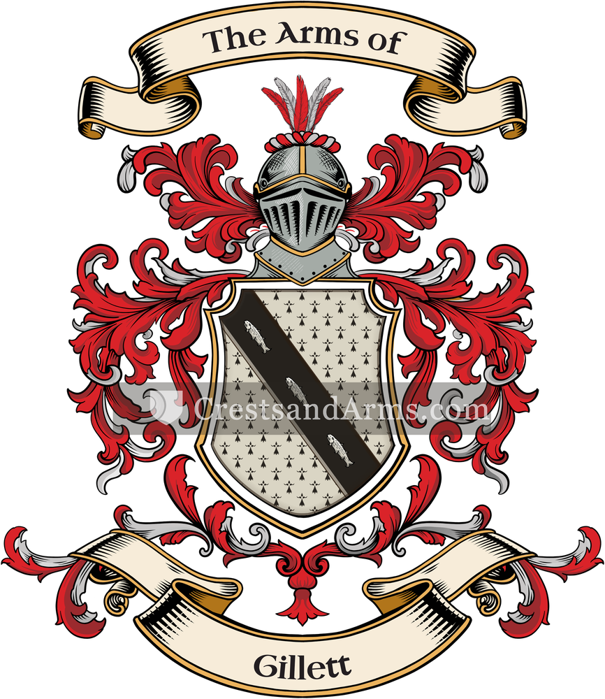 The Gillett coat of arms, drawn from the recorded blazon