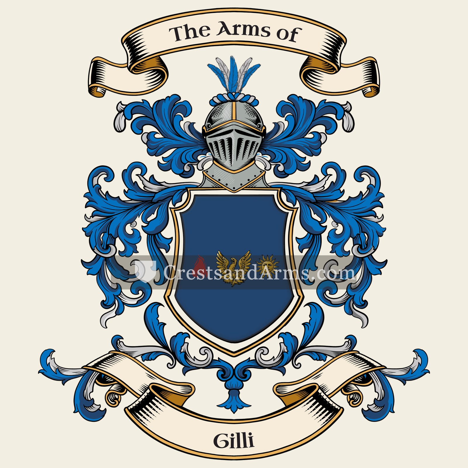 The Gilli coat of arms, drawn from the recorded blazon