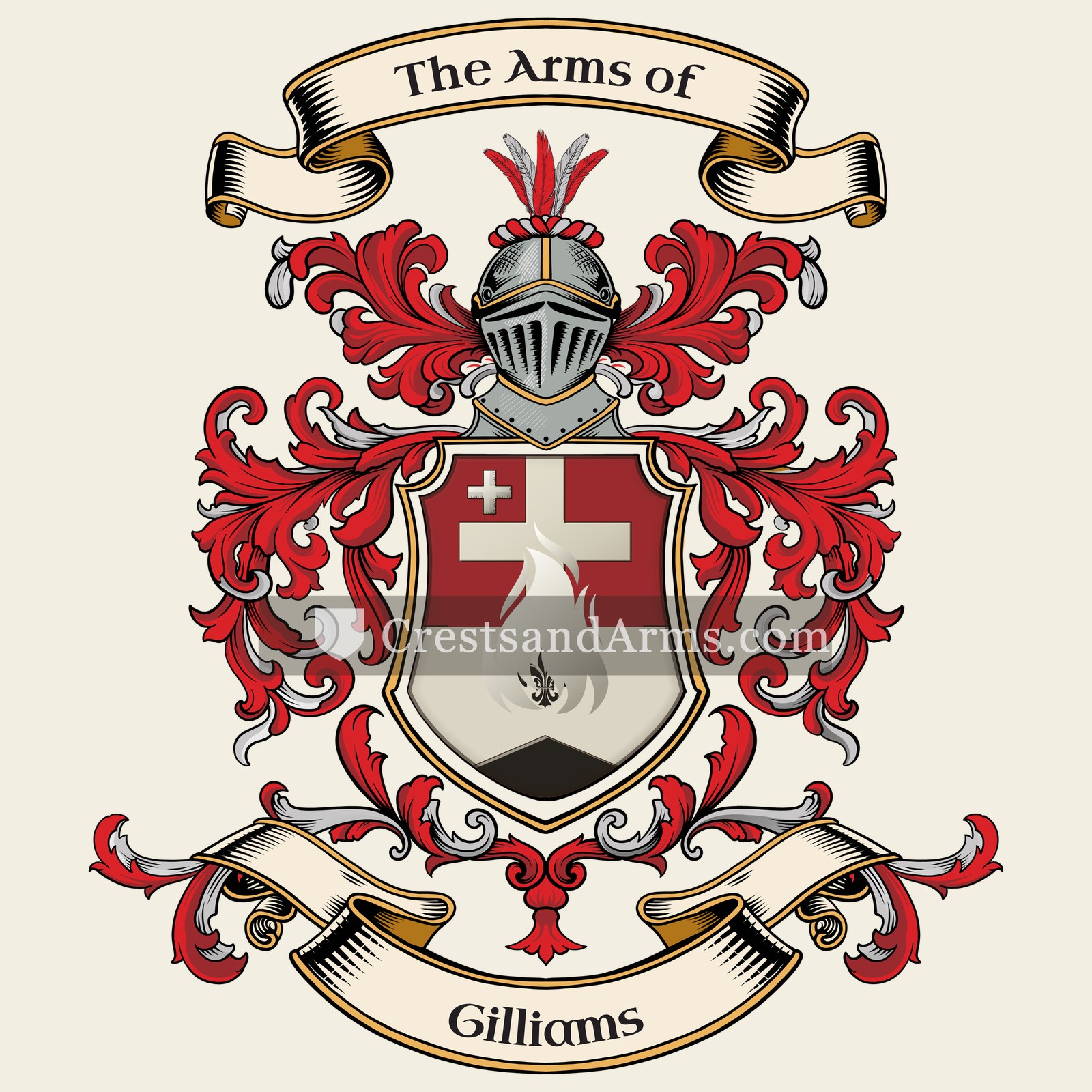 The Gilliams coat of arms, drawn from the recorded blazon