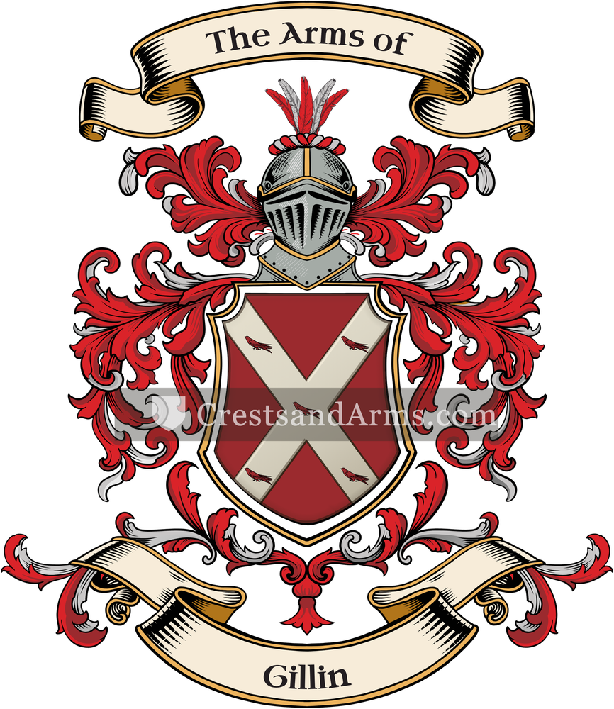The Gillin coat of arms, drawn from the recorded blazon