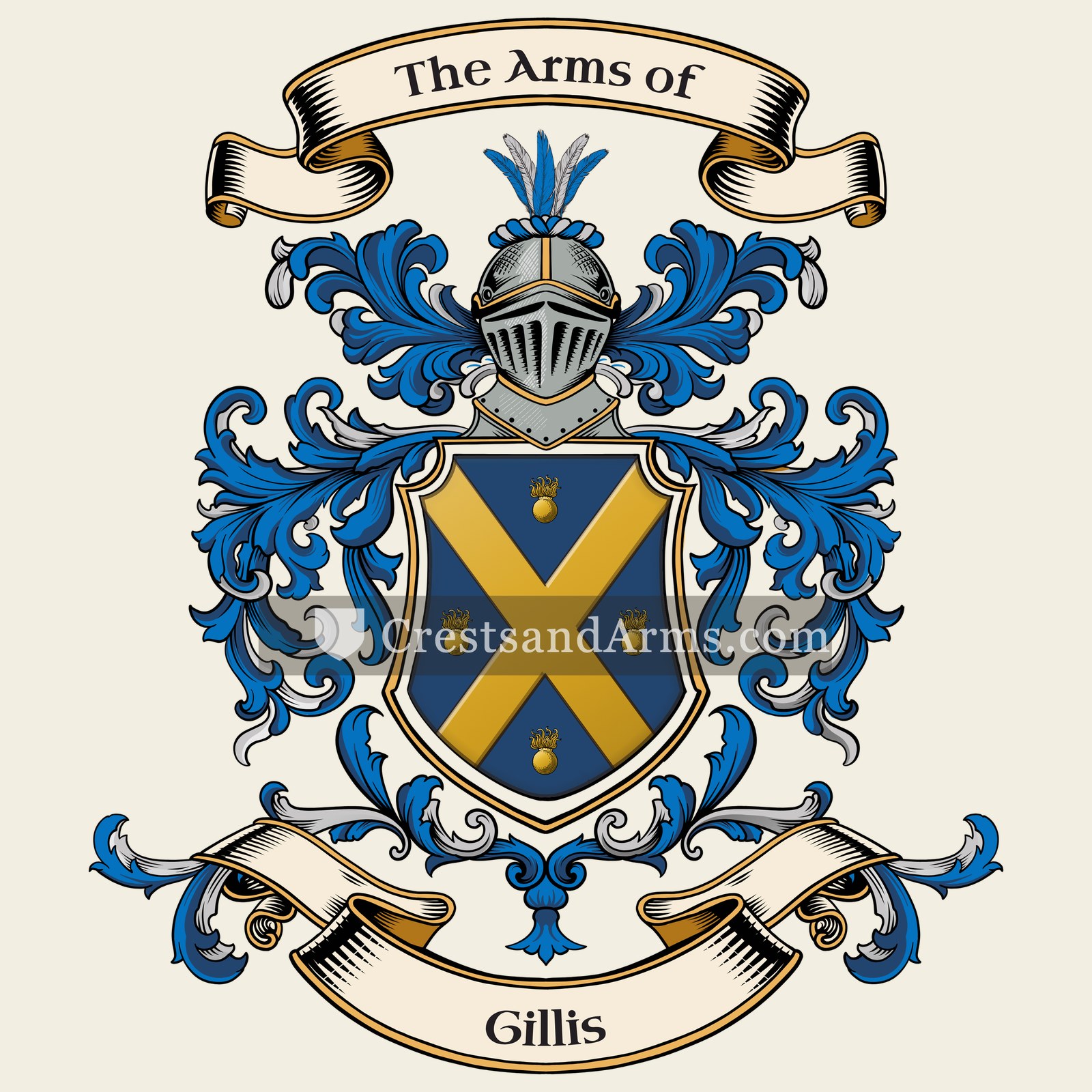 The Gillis coat of arms, drawn from the recorded blazon