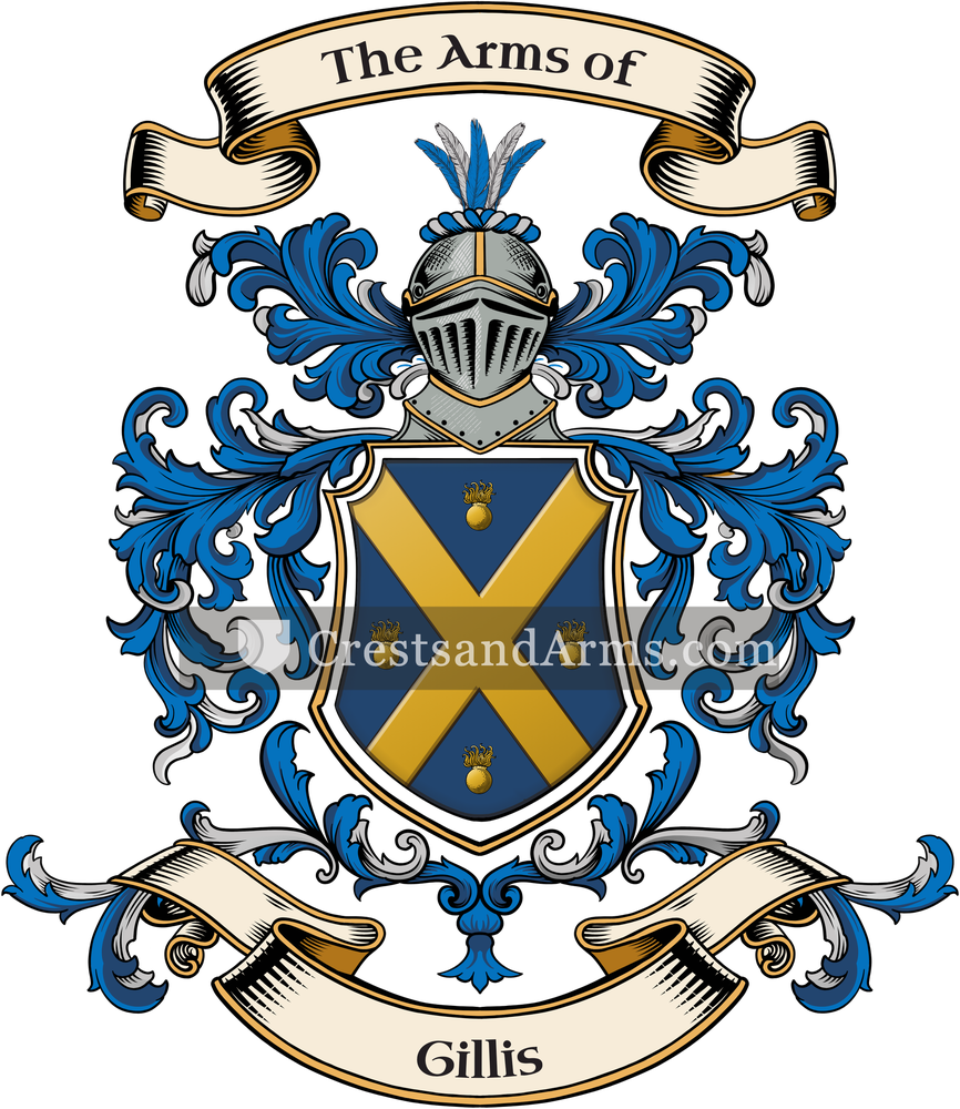 The Gillis coat of arms, drawn from the recorded blazon