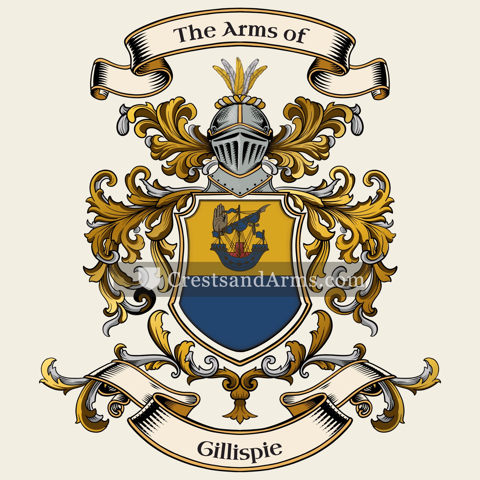 The Gillispie coat of arms, drawn from the recorded blazon