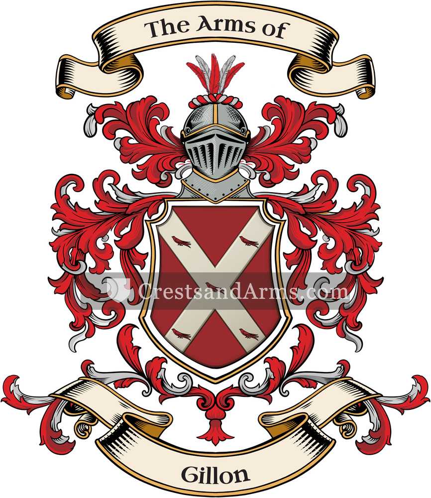 The Gillon coat of arms, drawn from the recorded blazon