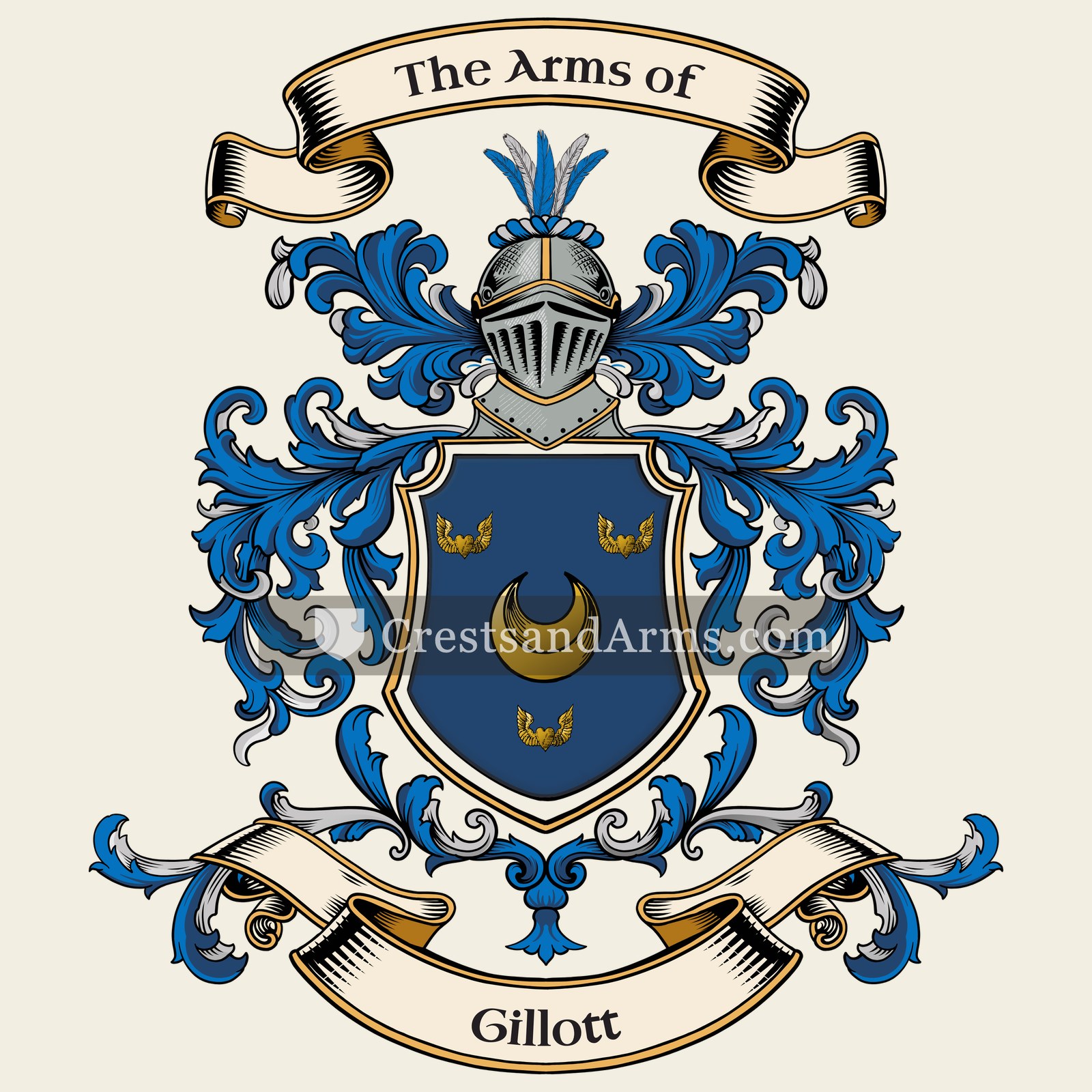 The Gillott coat of arms, drawn from the recorded blazon