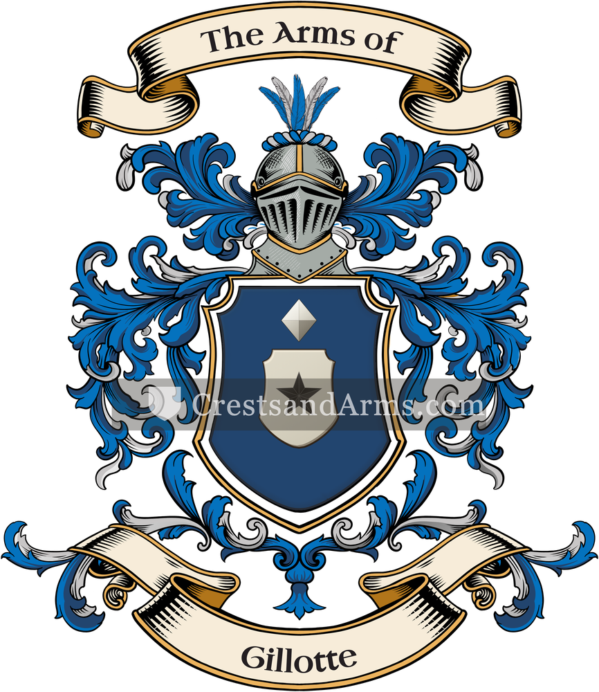 The Gillotte coat of arms, drawn from the recorded blazon