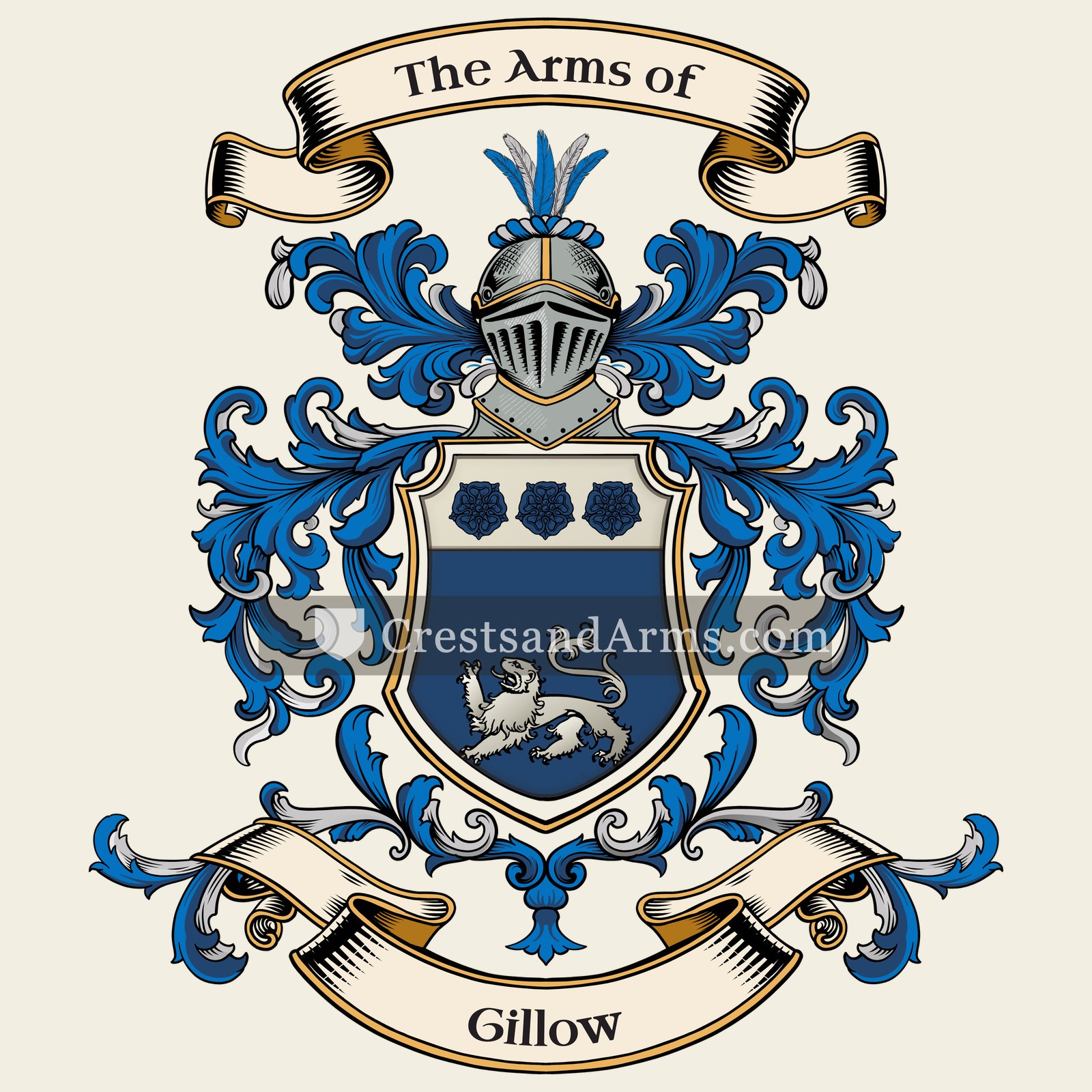 The Gillow coat of arms, drawn from the recorded blazon