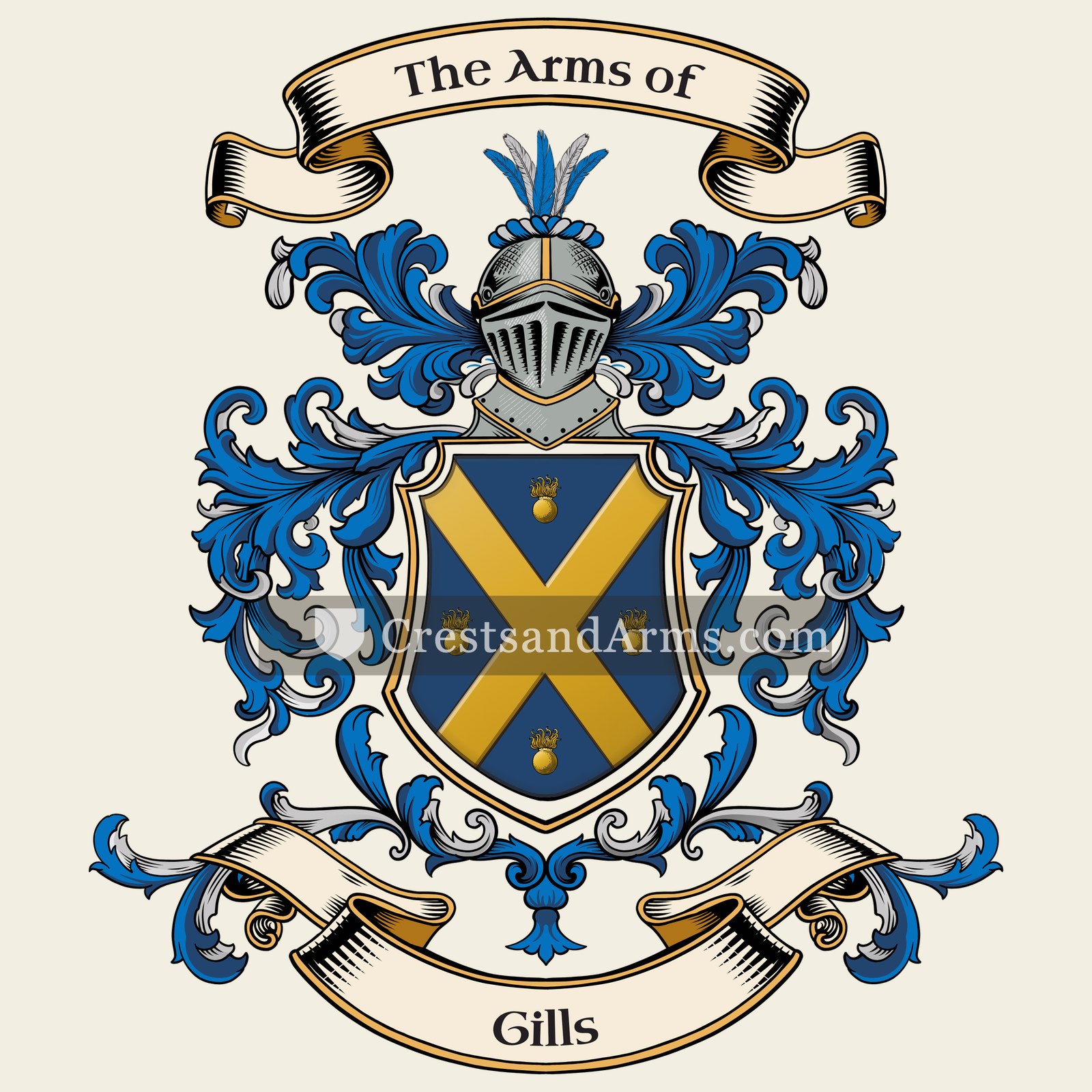 The Gills coat of arms, drawn from the recorded blazon