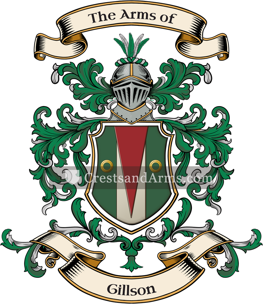 The Gillson coat of arms, drawn from the recorded blazon