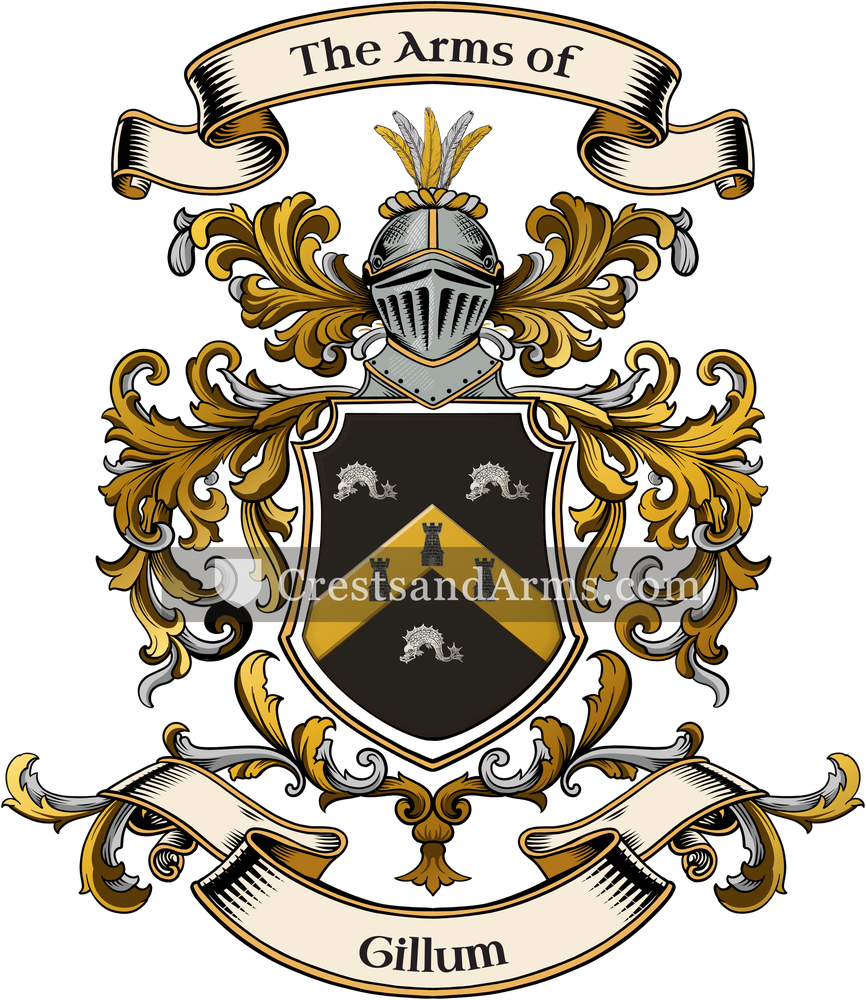 The Gillum coat of arms, drawn from the recorded blazon