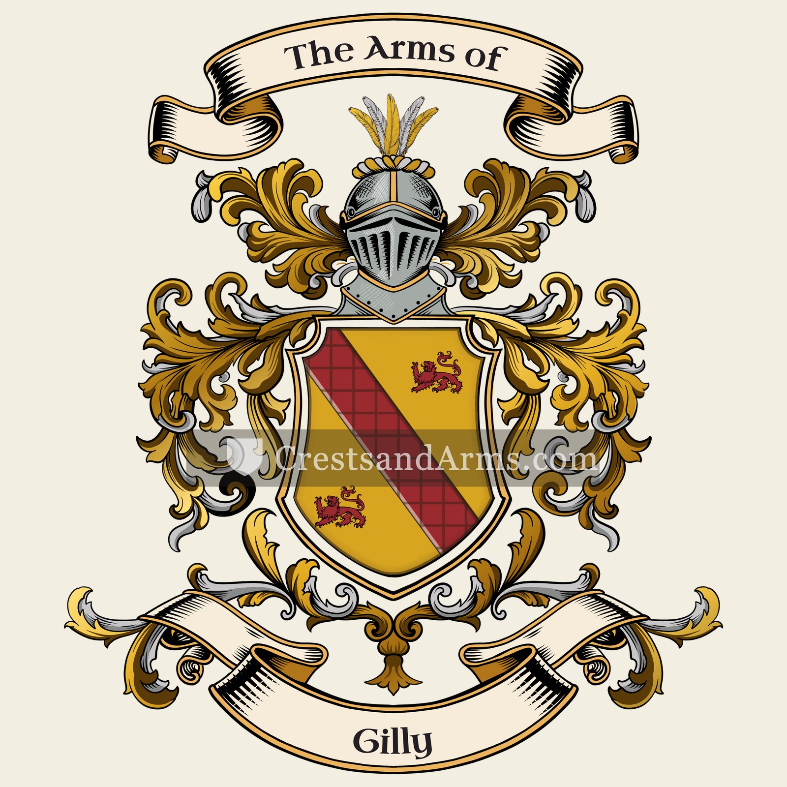 The Gilly coat of arms, drawn from the recorded blazon