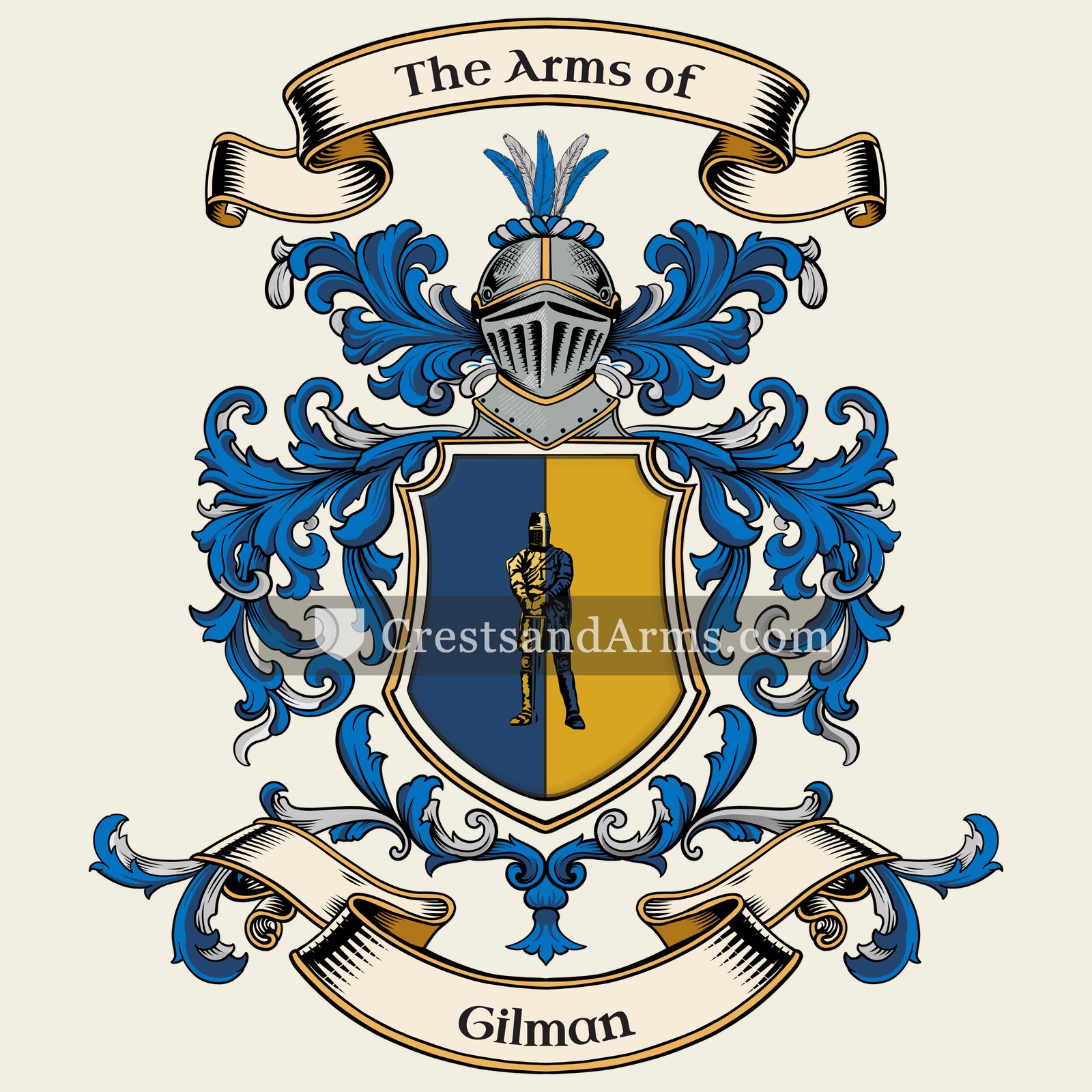 The Gilman coat of arms, drawn from the recorded blazon