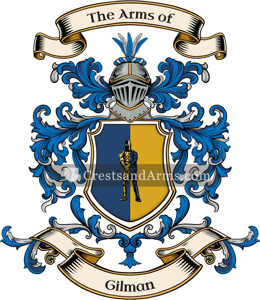 The Gilman coat of arms, drawn from the recorded blazon