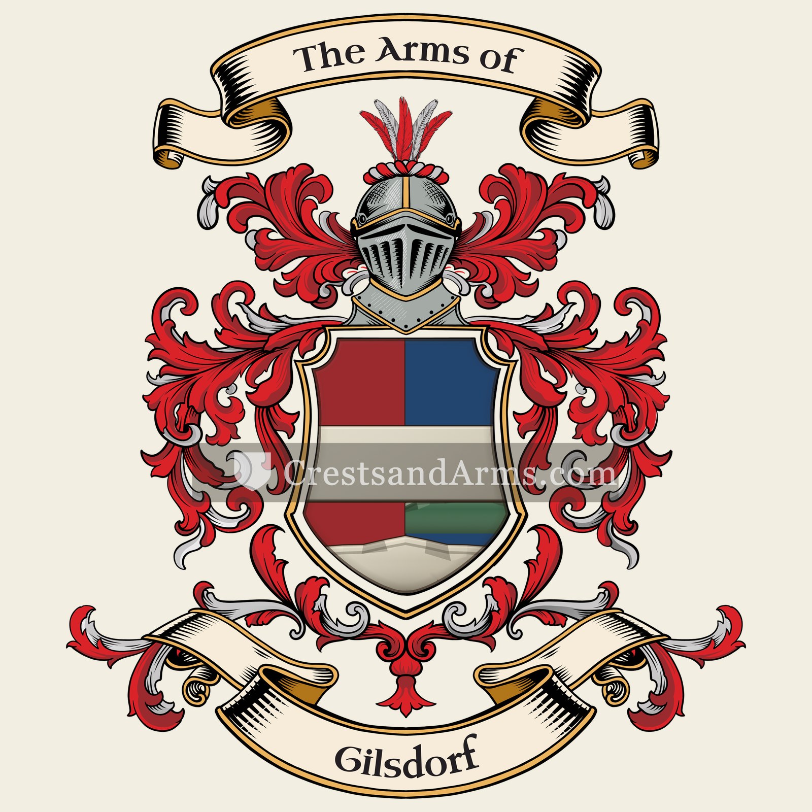 The Gilsdorf coat of arms, drawn from the recorded blazon