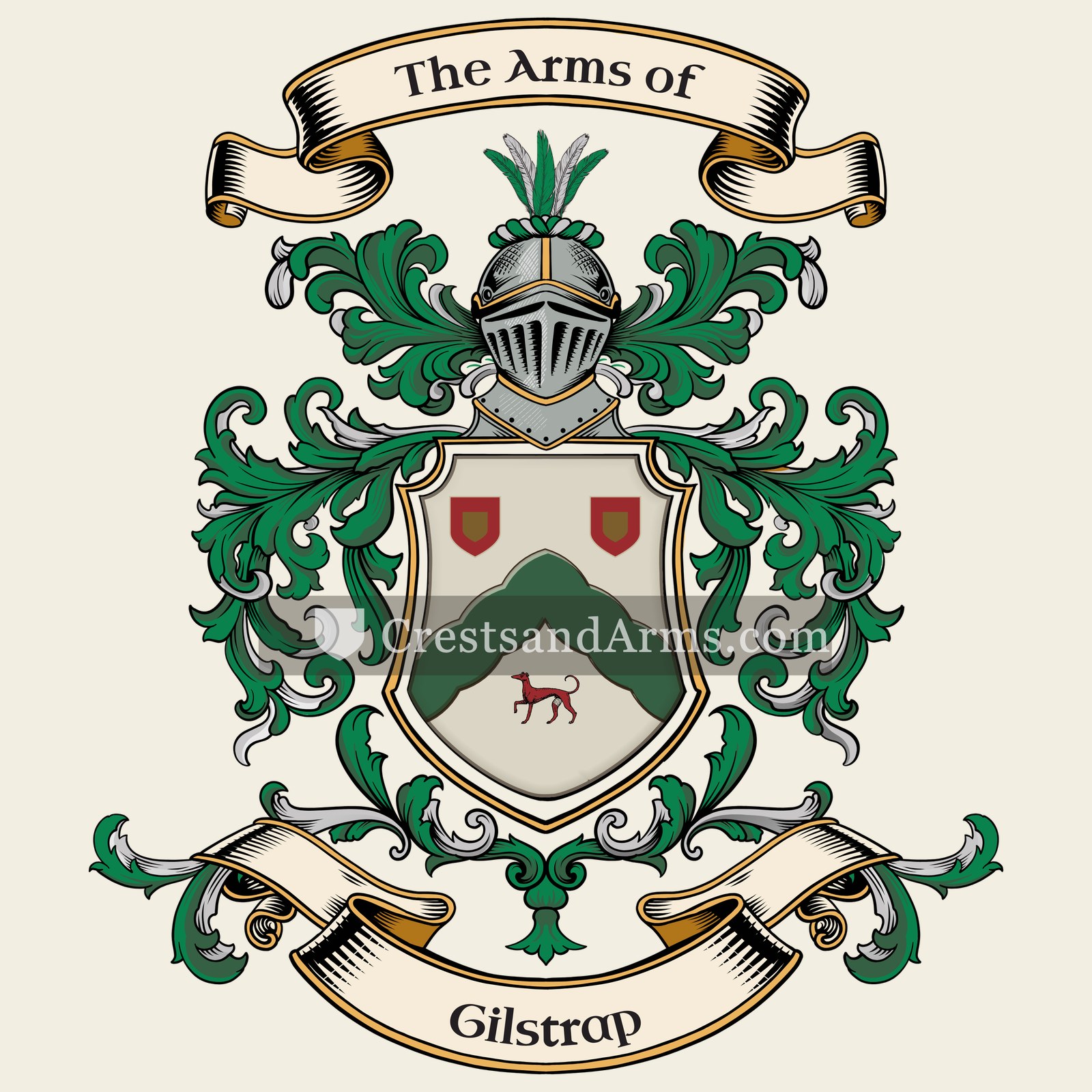 The Gilstrap coat of arms, drawn from the recorded blazon