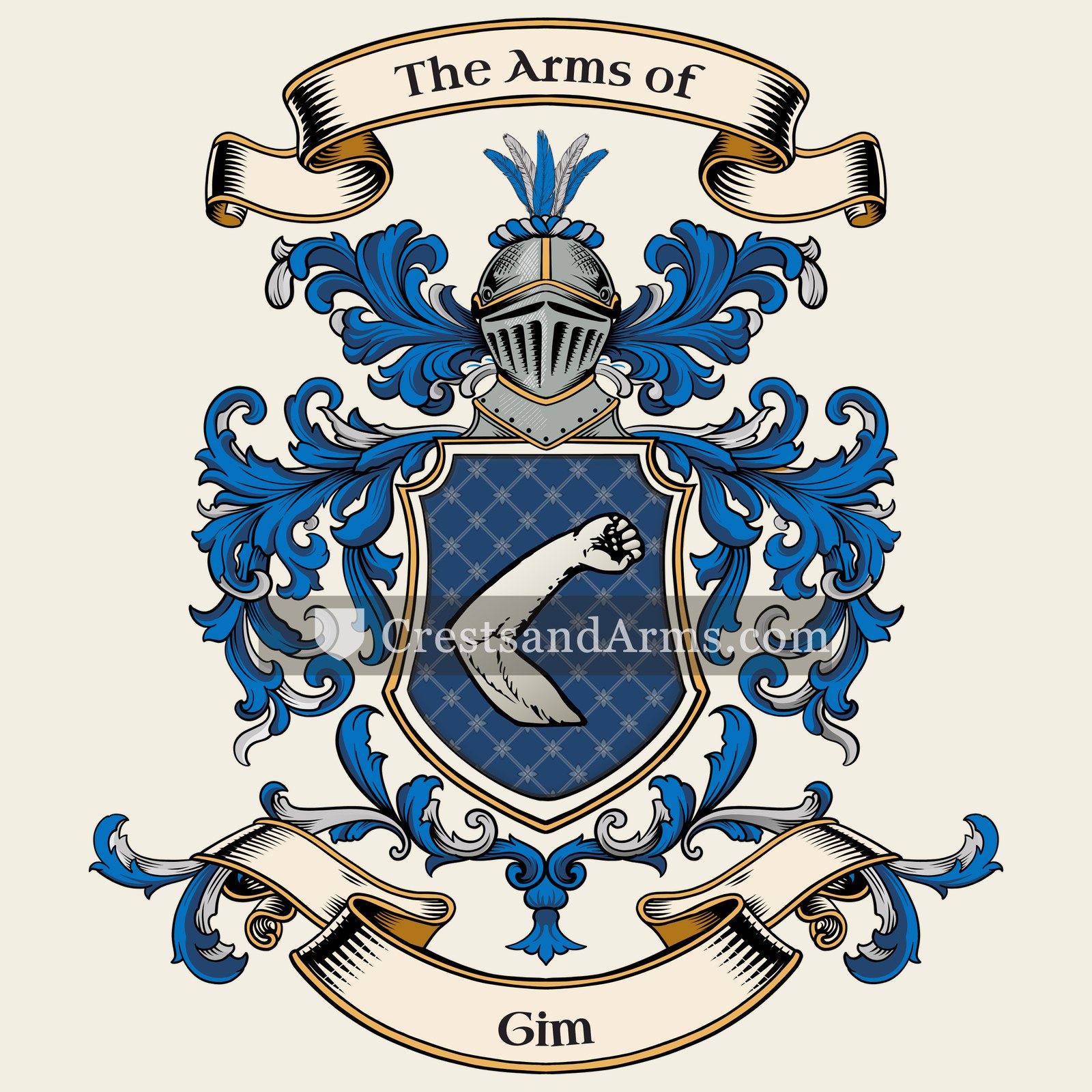 The Gim coat of arms, drawn from the recorded blazon